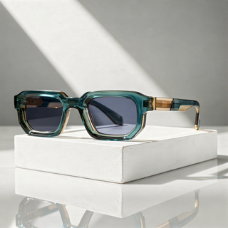 Sonnenbrille rechteckig UV400 mit Acetat-Look-Cecile Lavelle-Retro Blau-Cecile Lavelle