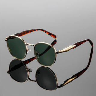 Sonnenbrille rund UV400 mit Metallbügeln-Cecile Lavelle-Grün-Cecile Lavelle