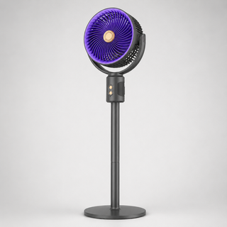 Standventilator mit Akku höhenverstellbar-Cecile Lavelle-Ohne Kopfbewegung – Grau/Lila-Cecile Lavelle