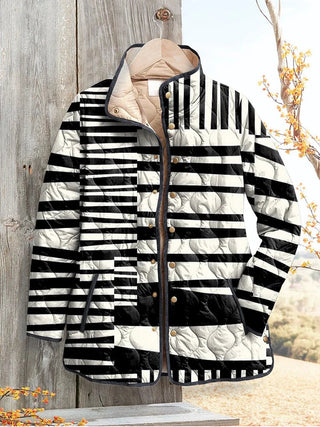 Steppjacke Damen Gestreift mit Stehkragen