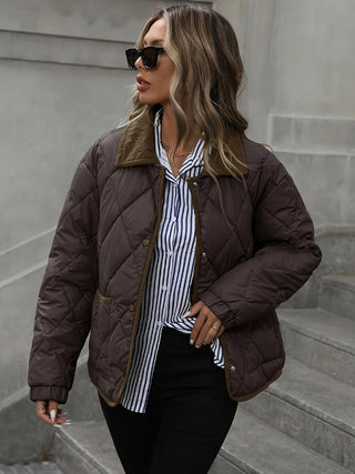 Steppjacke Damen Oversized mit Cordkragen