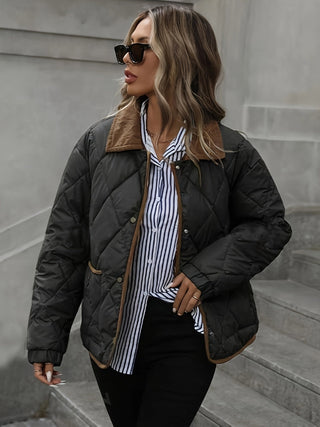 Steppjacke Damen Oversized mit Cordkragen