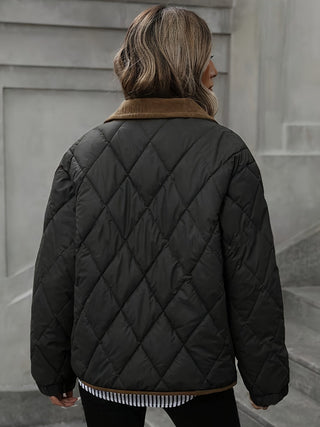 Steppjacke Damen Oversized mit Cordkragen