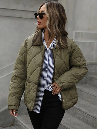 Steppjacke Damen Oversized mit Cordkragen