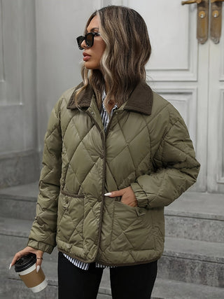 Steppjacke Damen Oversized mit Cordkragen