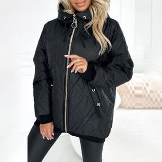 Steppjacke Damen mit Kapuze in Schwarz