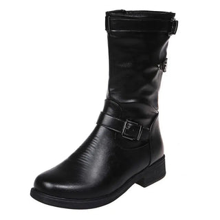 Stiefel Damen im Bikerstil mit Schnallen