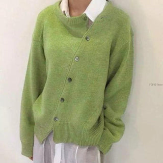 Strickjacke Damen Oversized mit Knöpfenin Grün