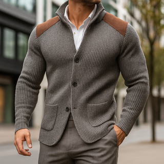 Strickjacke Herren mit Stehkragen Regular Fit