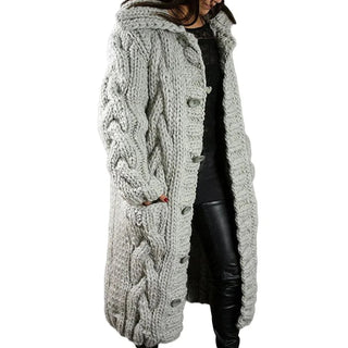 Strickmantel Damen Lang mit Kapuze