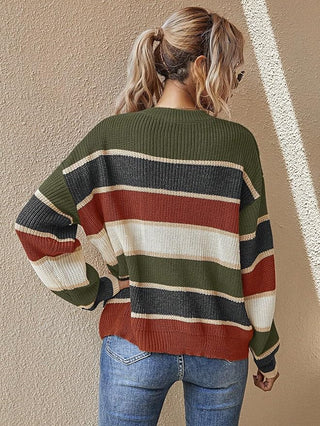 Strickpullover Damen Oversized Gestreift