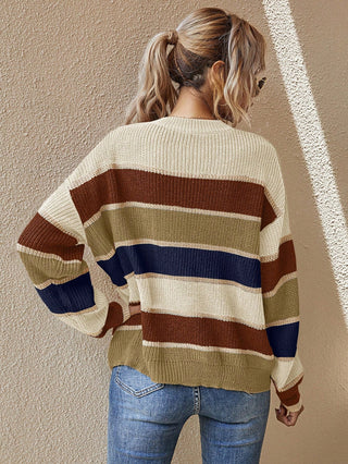 Strickpullover Damen Oversized Gestreift