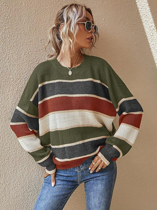 Strickpullover Damen Oversized Gestreift