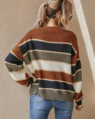 Strickpullover Damen Oversized Gestreift