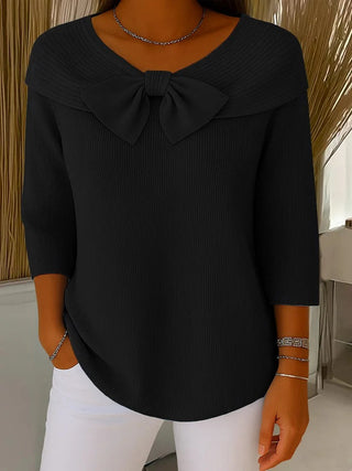 Strickpullover Damen mit Schleife in Schwarz