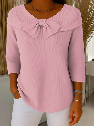 Strickpullover Damen mit Schleife in Rosa