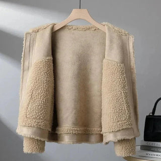 Teddyjacke Damen Oversized mit Kragen