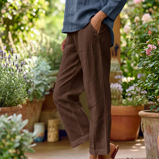 Weitbeinige Damen Sommerhose mit Elastischem Bund-Trousers-Cecile Lavelle-Cecile Lavelle