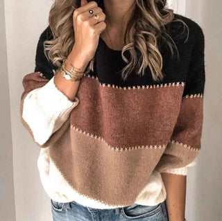 Gerippter Pullover mit Streifen