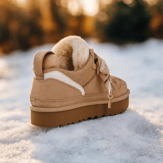 Winter Sneaker Damen Gefüttert mit Plateausohle Schnürung