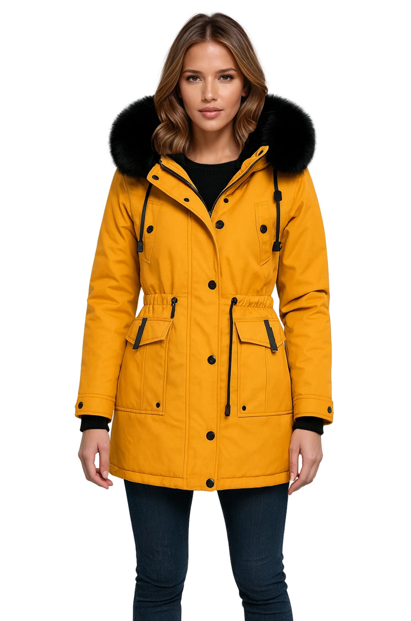 Winterjacke Damen Tailliert mit Fellkapuze