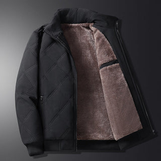 Winterjacke Herren Gesteppt mit Fleecefutter Schwarz