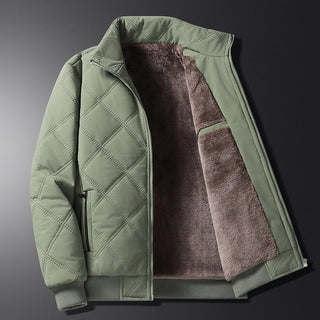 Winterjacke Herren Gesteppt mit Fleecefutter in Grün