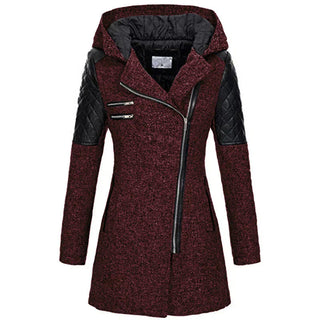 Wintermantel Damen Lang mit Kapuze in Marineblau