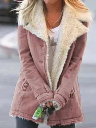 Wintermantel Damen mit Teddyfutter in Rosa