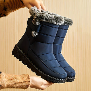Winterstiefel Damen Gefüttert mit Fellin Blau