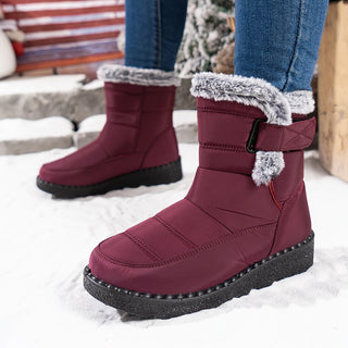 Winterstiefel Damen Gefüttert mit Fell in Braun