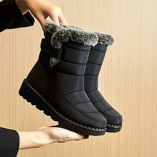 Winterstiefel Damen Gefüttert mit Fell in Schwarz