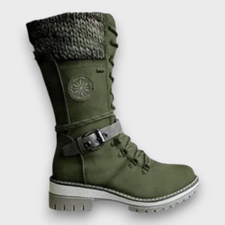 Winterstiefel Damen mit Strickkragen in Grün