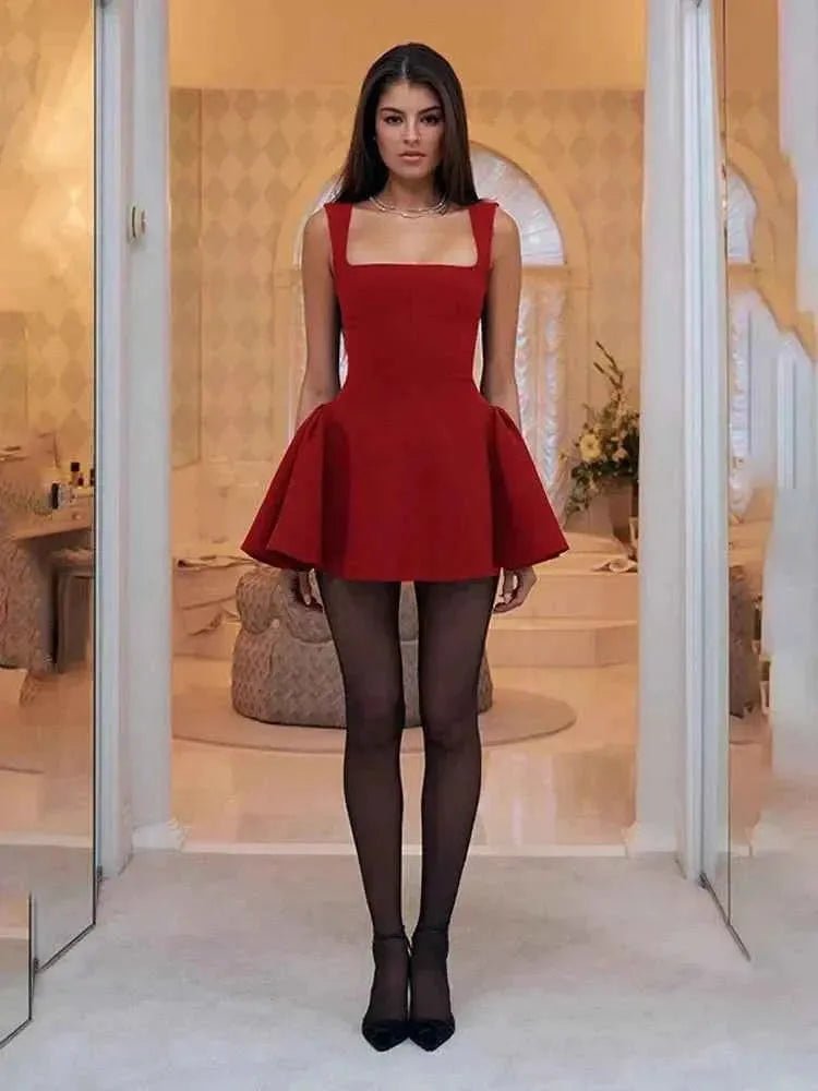 Alessia – Elegant A-line mini dress with square neckline