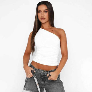alya – one - shoulder - top damen mit raffung - Cecile LavelleWeiß