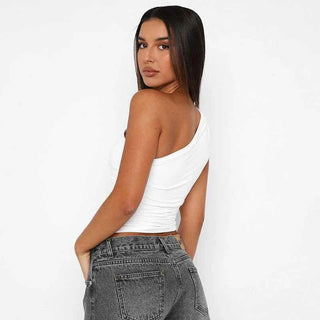 alya – one - shoulder - top damen mit raffung - Cecile LavelleWeiß