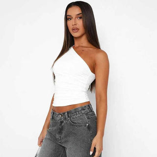 alya – one - shoulder - top damen mit raffung - Cecile LavelleWeiß