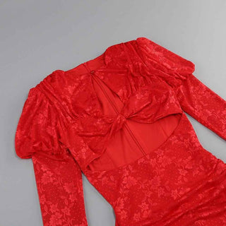 Celina – Asymmetrisches Mini-Abendkleid mit Puffärmeln und Cut-Out