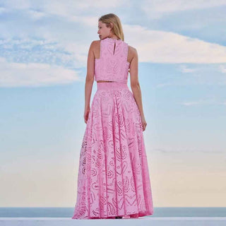 Amara – Zweiteiliges Sommer - Set mit Cut - out - Stickerei und Maxi - Rock - Cecile LavelleWeiß