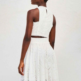 Amara – Zweiteiliges Sommer - Set mit Cut - out - Stickerei und Maxi - Rock - Cecile LavelleWeiß