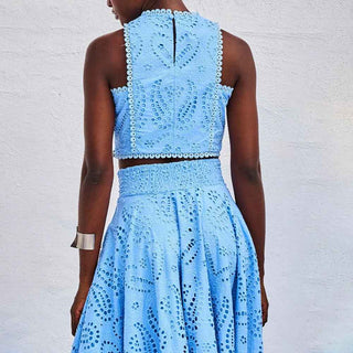 Amara – Zweiteiliges Sommer - Set mit Cut - out - Stickerei und Maxi - Rock - Cecile LavelleWeiß