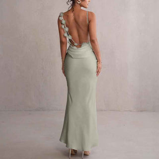 Amélie – Rückenfreies Maxikleid mit floraler Verzierung - Cecile LavelleGrün