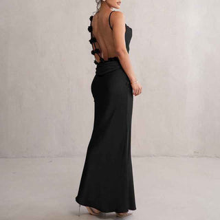 Amélie – Rückenfreies Maxikleid mit floraler Verzierung - Cecile LavelleSchwarz