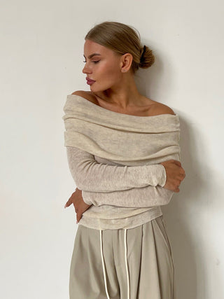 Ava – Off-Shoulder Longsleeve mit Drapierung - Cecile Lavelle