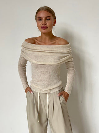 Ava – Off-Shoulder Longsleeve mit Drapierung - Cecile Lavelle