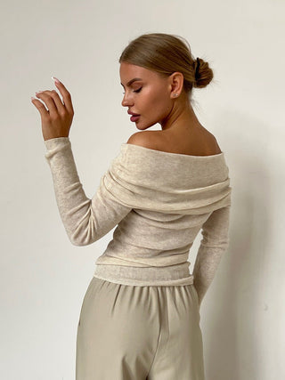 Ava – Off-Shoulder Longsleeve mit Drapierung - Cecile Lavelle