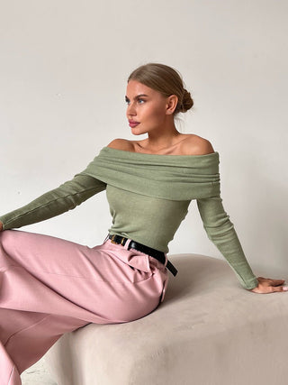 Ava – Off-Shoulder Longsleeve mit Drapierung - Cecile Lavelle
