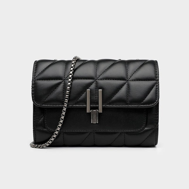 Valeria – Stepp-Schultertasche aus Kunstleder mit Metallkette