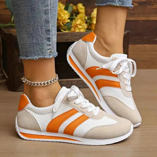 Atmungsaktiver Mesh Sneaker - Cecile LavelleWeiß - Orange