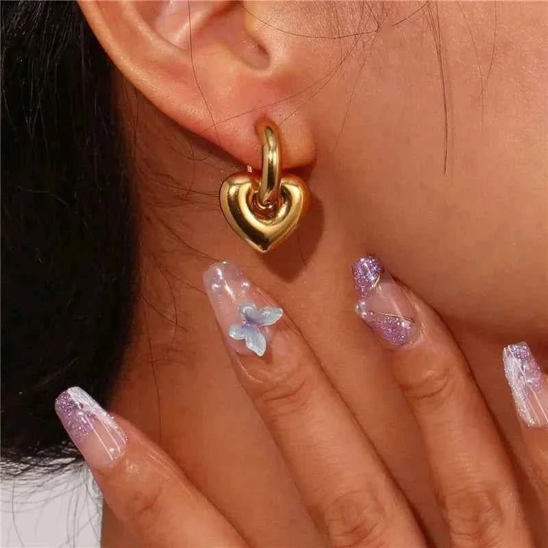 Ava – Hoop earrings with removable heart pendant for women